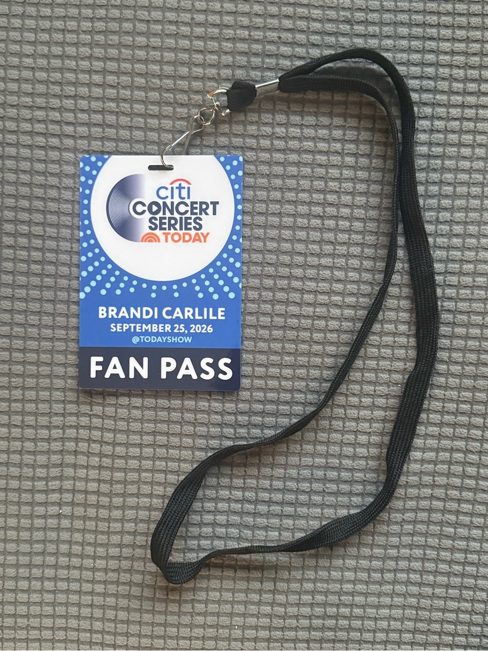 Authentic Brandi Carlile "Citi Concert Series on TODAY" Fan Pass & Lanyard 2026